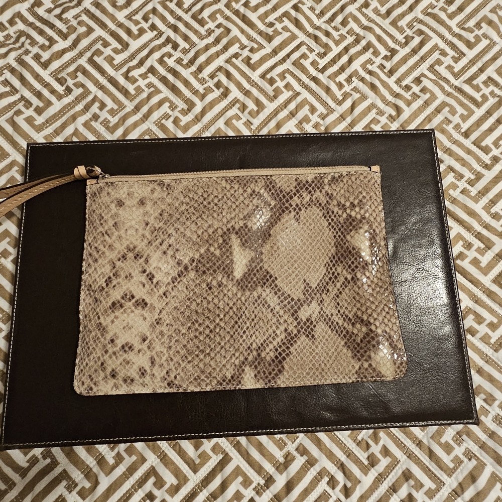 Coach Leather Snake Print Cosmetic Bag - Picture 2 of 3